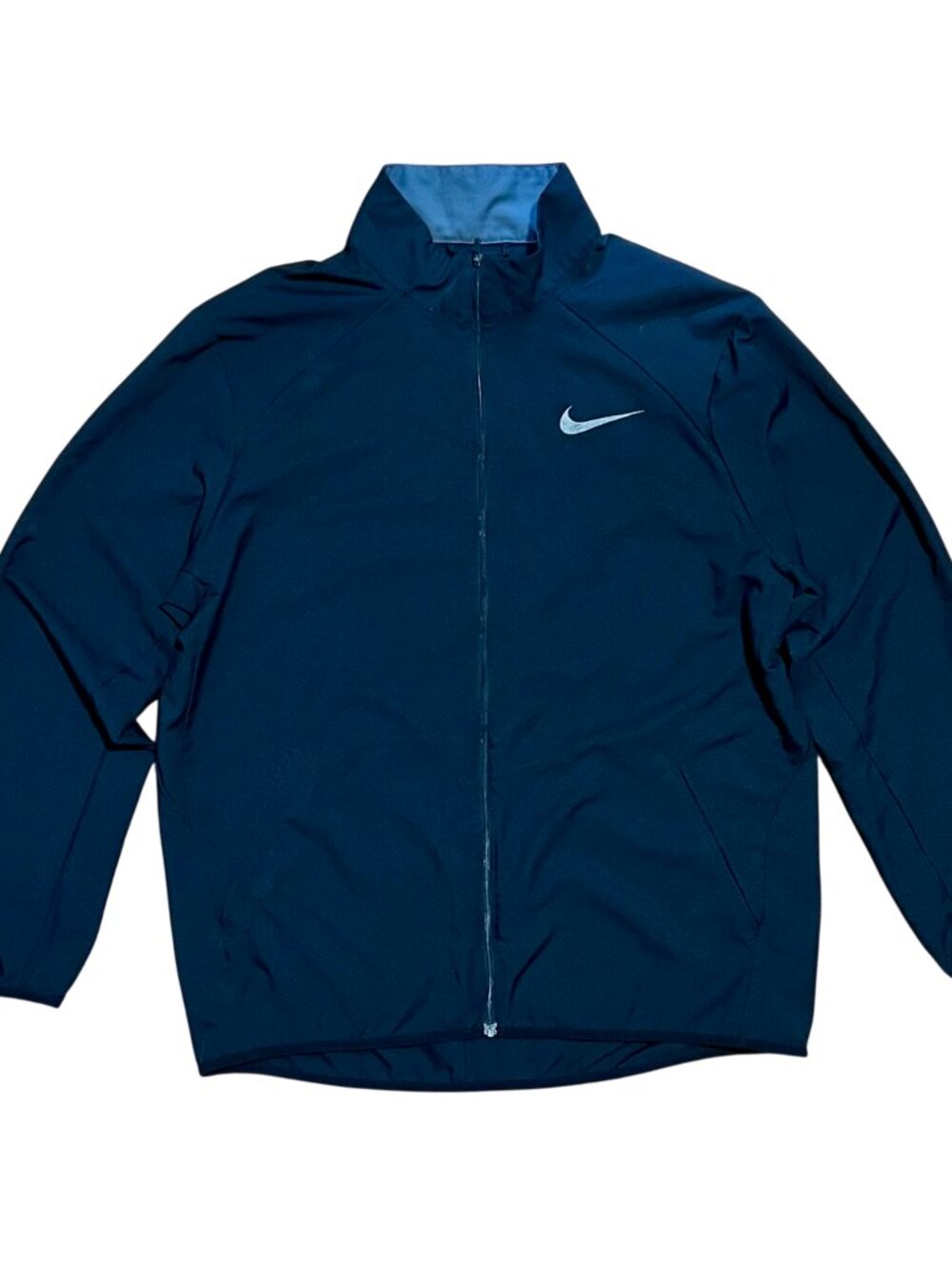 Nike Dri-Fit Black Swoosh Full Zip Windbreaker Jacket, Men's Large
